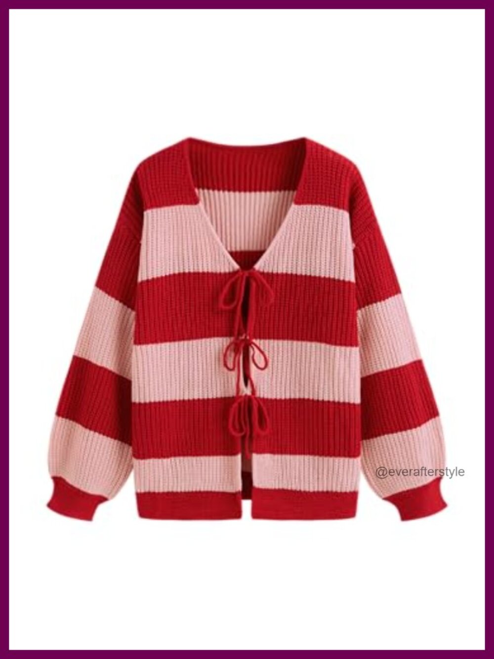 Womens Tie Front Striped Knit Cardigan Sweater